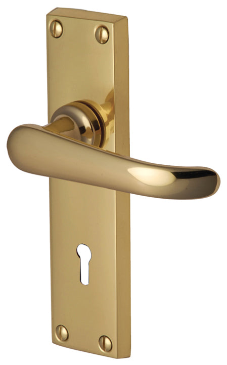 Windsor Polished Brass Straight Lever Keyhole Door Handles