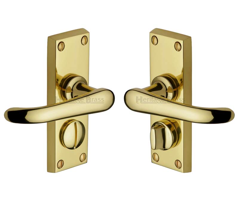 Windsor Straight Lever Polished Brass Privacy Door Handles