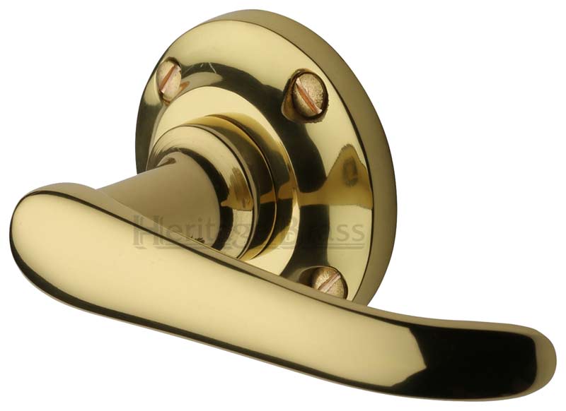 Windsor Polished Brass Straight Lever on Round Rose
