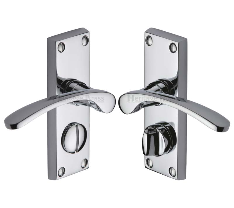 Sophia Curved Lever Polished Chrome Privacy Lock Door Handles
