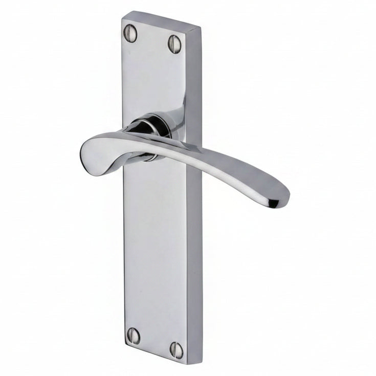Sophia Curved Lever Polished Chrome Long Plate Latch Door Handles