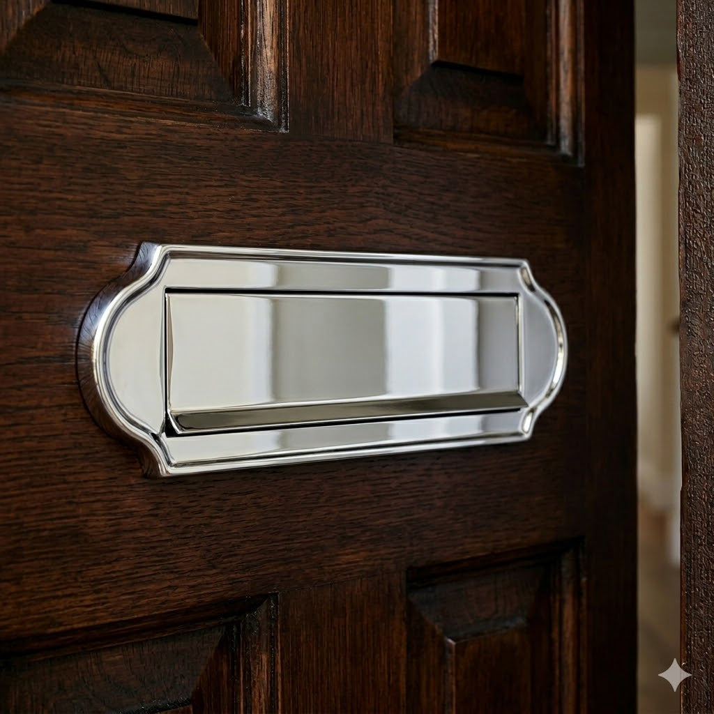 Polished Chrome Lift Up Gravity Flap Letter Box 11x3in (280x78mm)