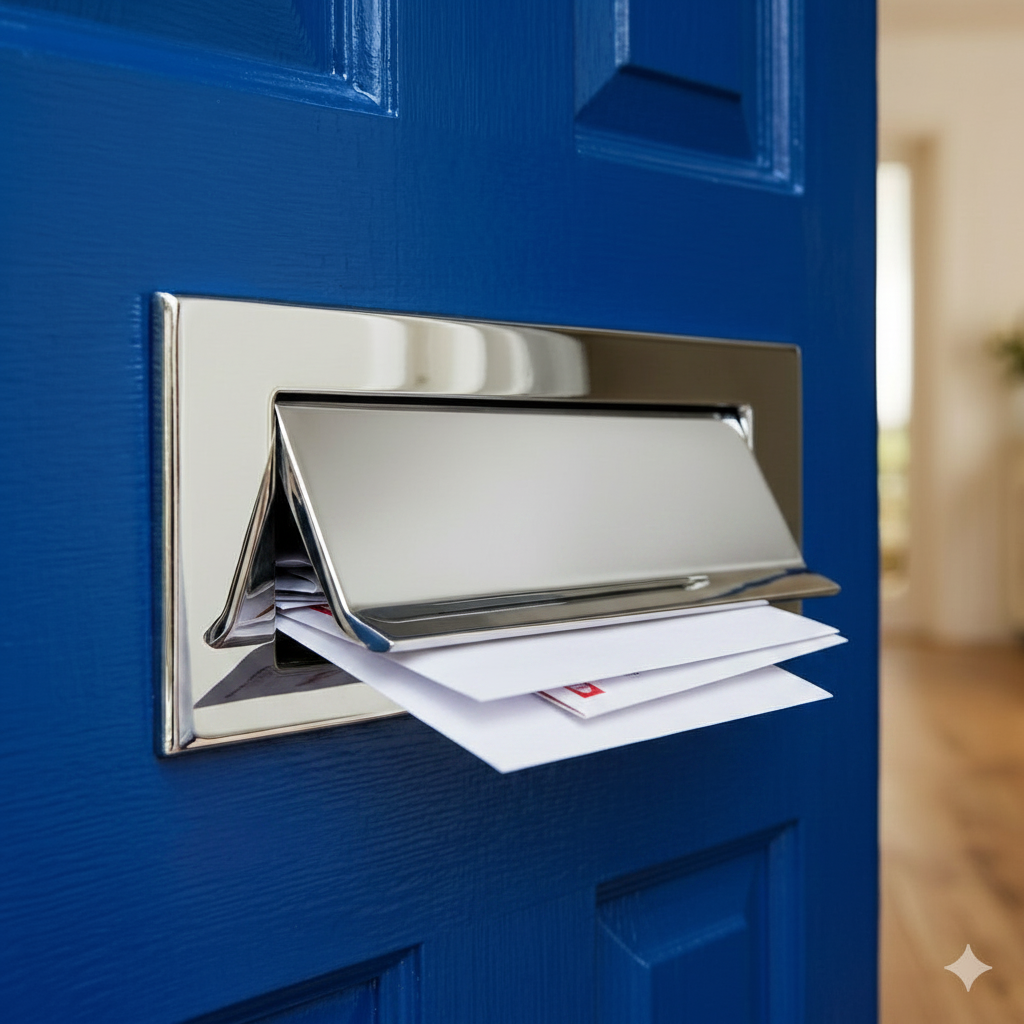Polished Chrome Lift Up Gravity Flap Letter Box 11x3in (280x80mm)