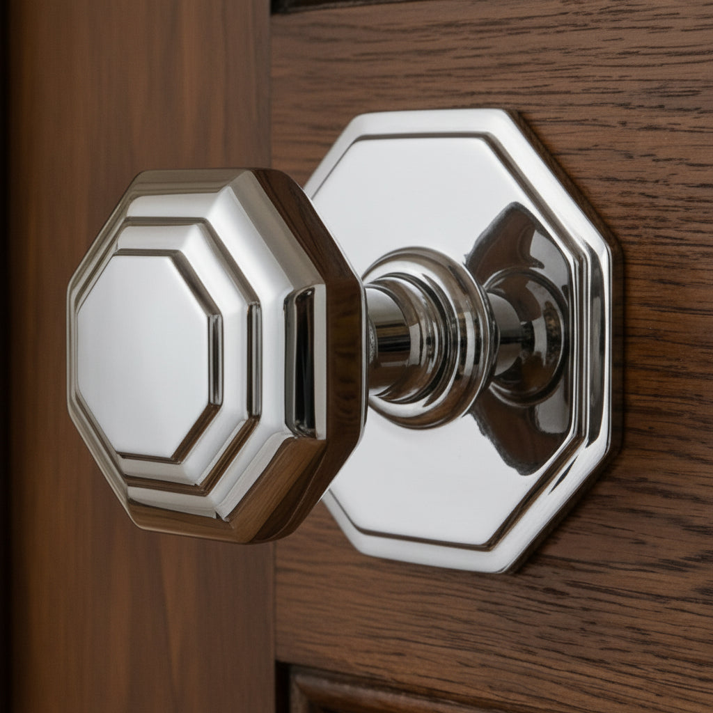 Polished Chrome Octagonal Front Door Knob 3in (76mm)