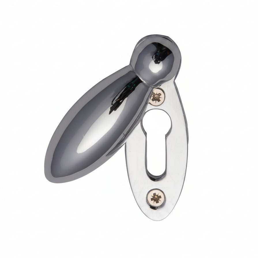 Polished Chrome Plain Door Key Hole Oval Cover Plate 59x20mm