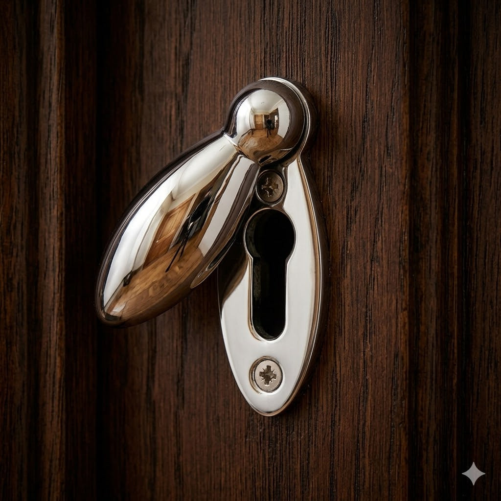 Polished Chrome Plain Door Key Hole Oval Cover Plate 59x20mm