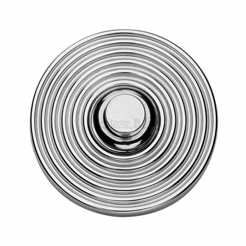 Heritage RR1186 Polished Chrome Reeded Bell Push 53mm