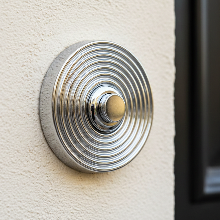 Heritage RR1186 Polished Chrome Reeded Bell Push 53mm