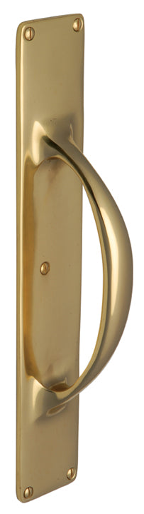 Polished Brass D Style Door Pull Handle on Backplate 303x53mm