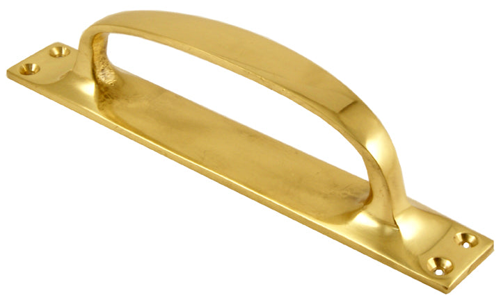 Polished Brass D Style Pull Handle on Backplate 6.3/4in (172mm)