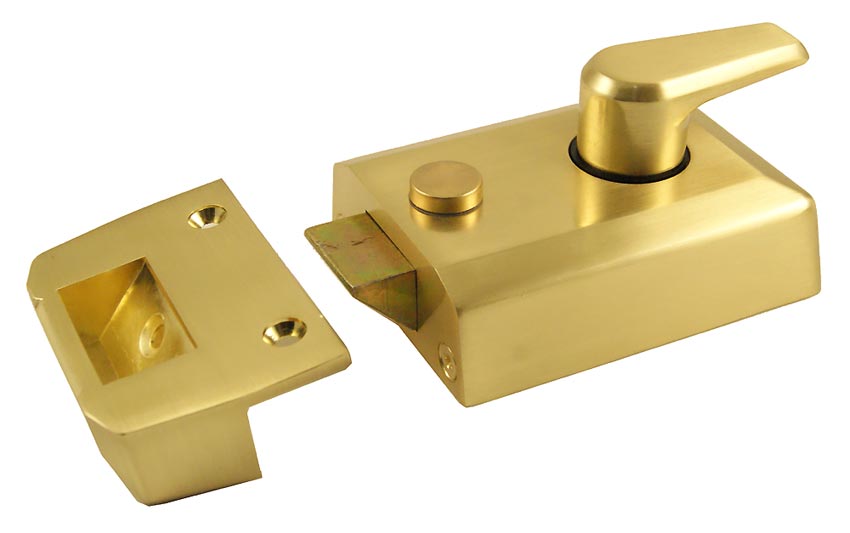 Satin Brass Front Door Nightlatch Standard and Narrow Style