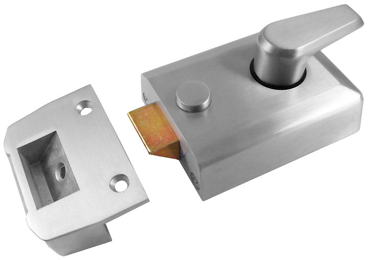 Satin Chrome Front Door Nightlatch Standard and Narrow Style