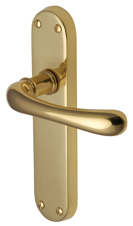Luna Shaped Lever Polished Brass Latch Door Handles