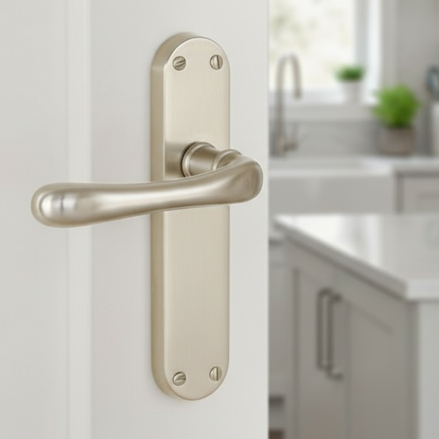 Luna Shaped Lever Satin Nickel Latch Door Handles