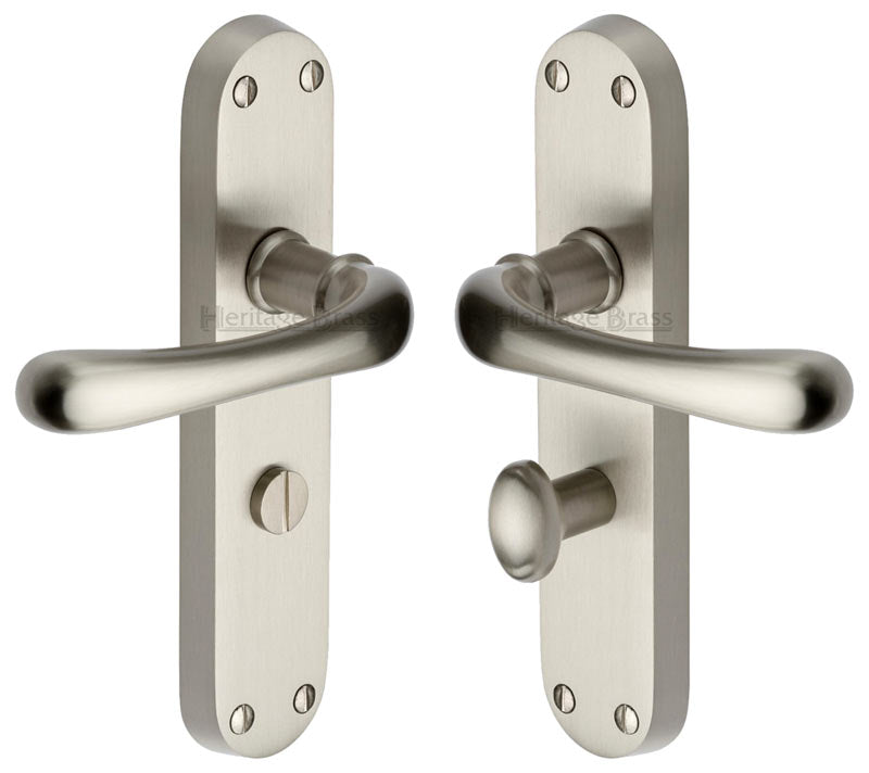 Luna Shaped Lever Satin Nickel Bathroom Door Handles