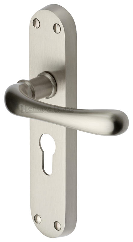Luna Shaped Lever Satin Nickel 48mm EURO Door Handles