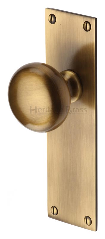 Heritage Balmoral Antique Brass Knob on Latch Plate
