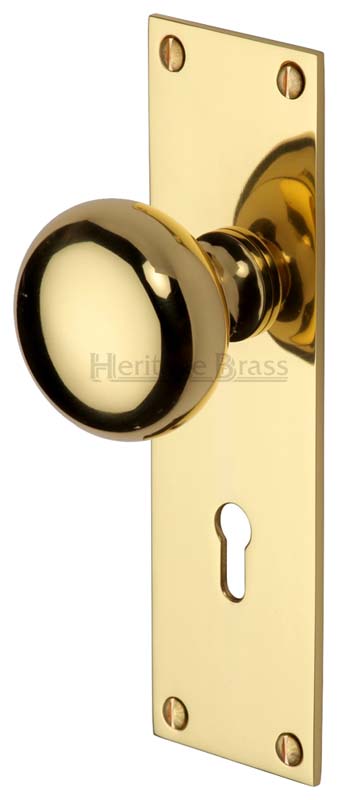Heritage Balmoral Polished Brass Knob on Lock Plate