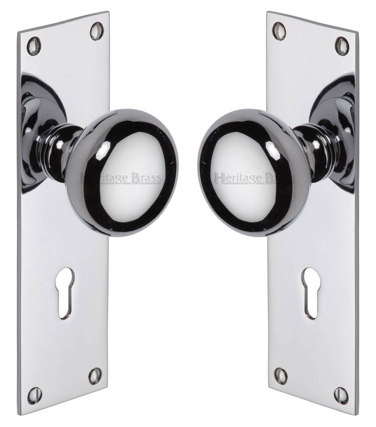 Heritage Balmoral Polished Chrome Knob on Lock Plate