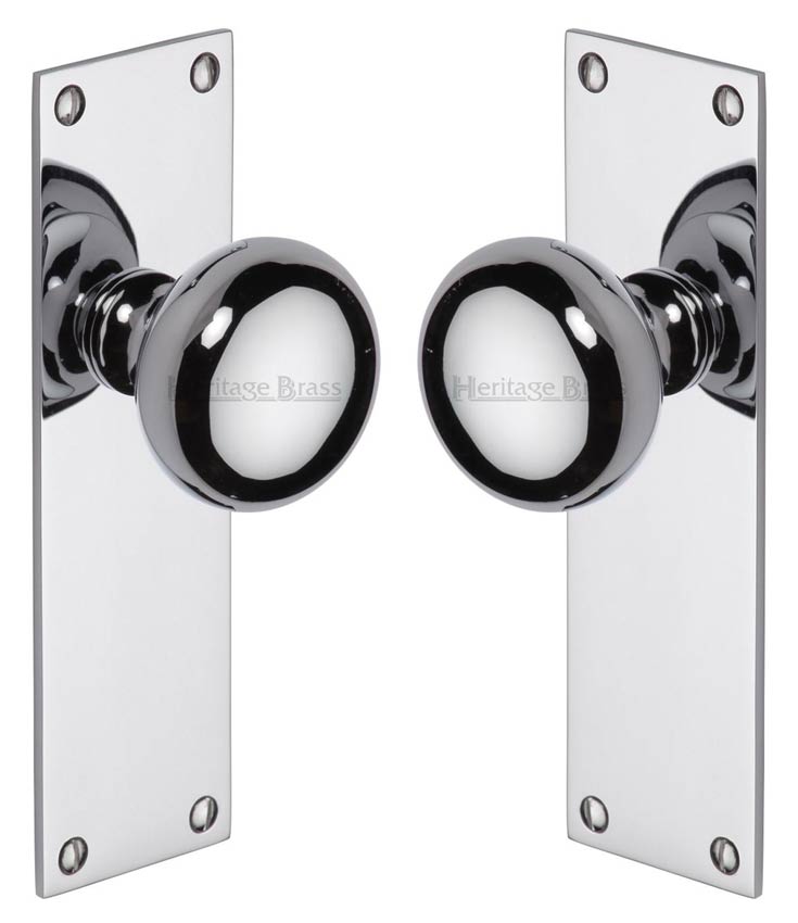 Heritage Balmoral Polished Chrome Knob on Latch Plate