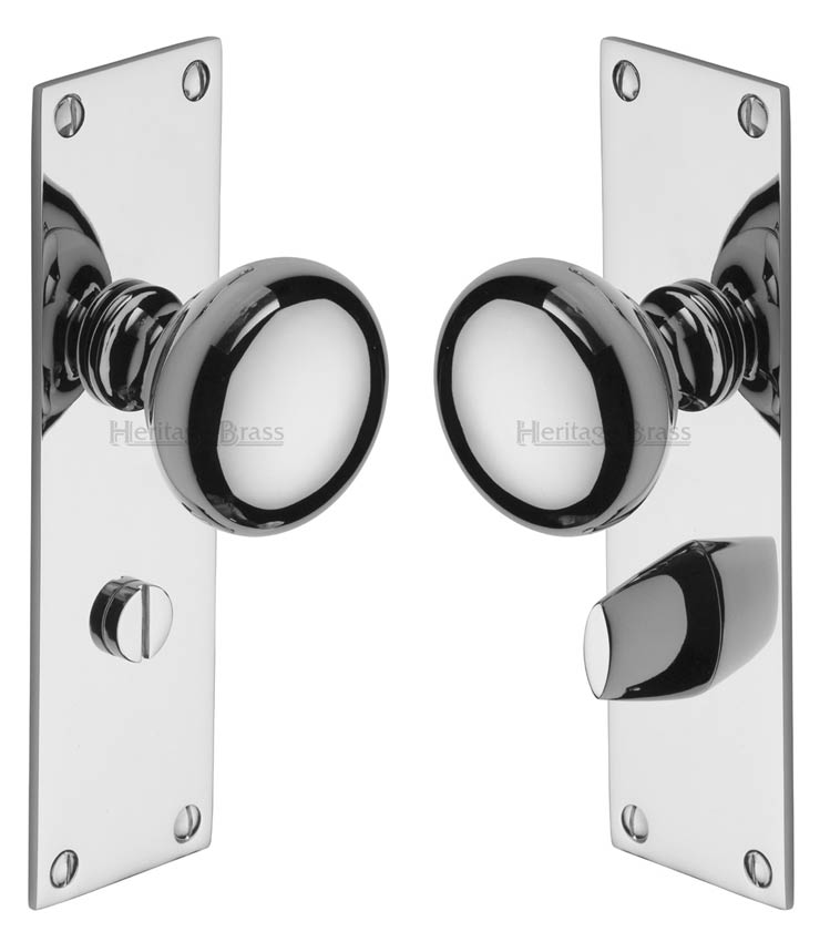 Heritage Balmoral Polished Chrome Knob on Bathroom Plate