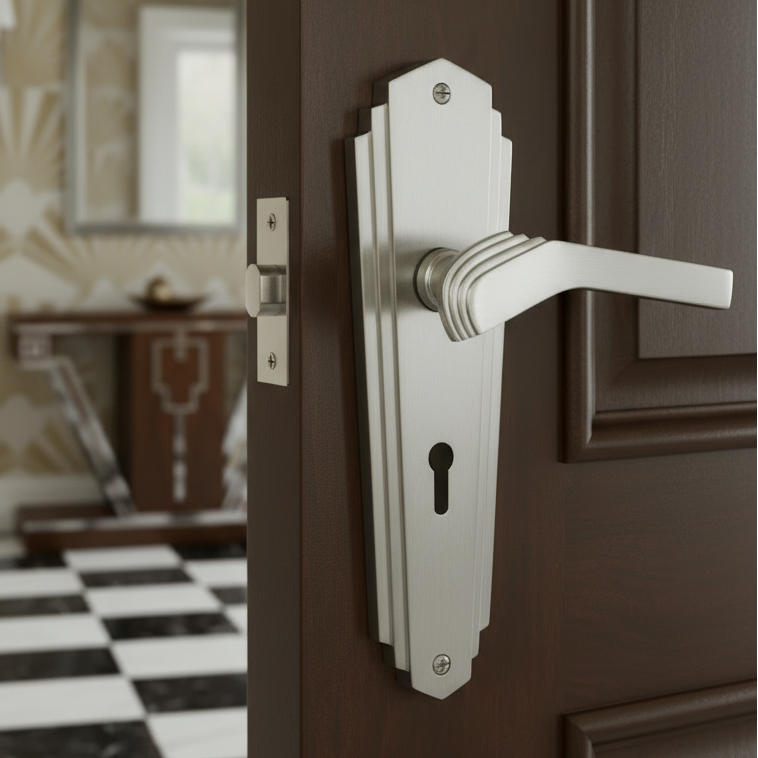 Heritage Brass Waldorf Satin Chrome WAL6500SC Art Deco Handles