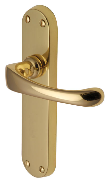 Gloucester Shaped Lever Polished Brass Latch Door Handles