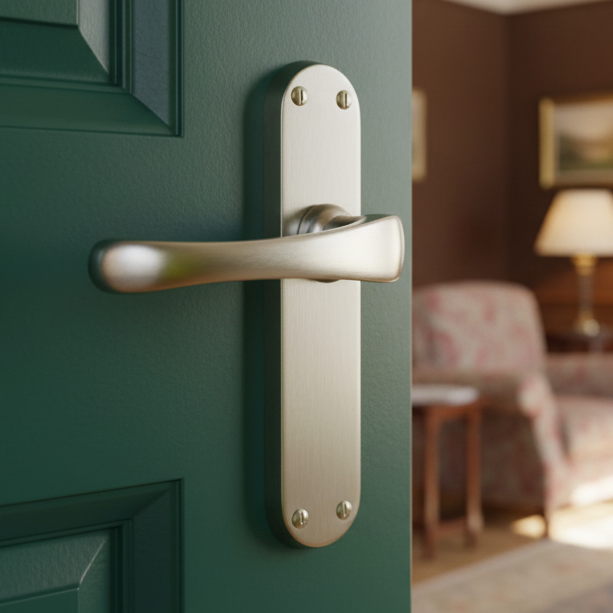 Gloucester Shaped Lever Satin Nickel Latch Door Handles