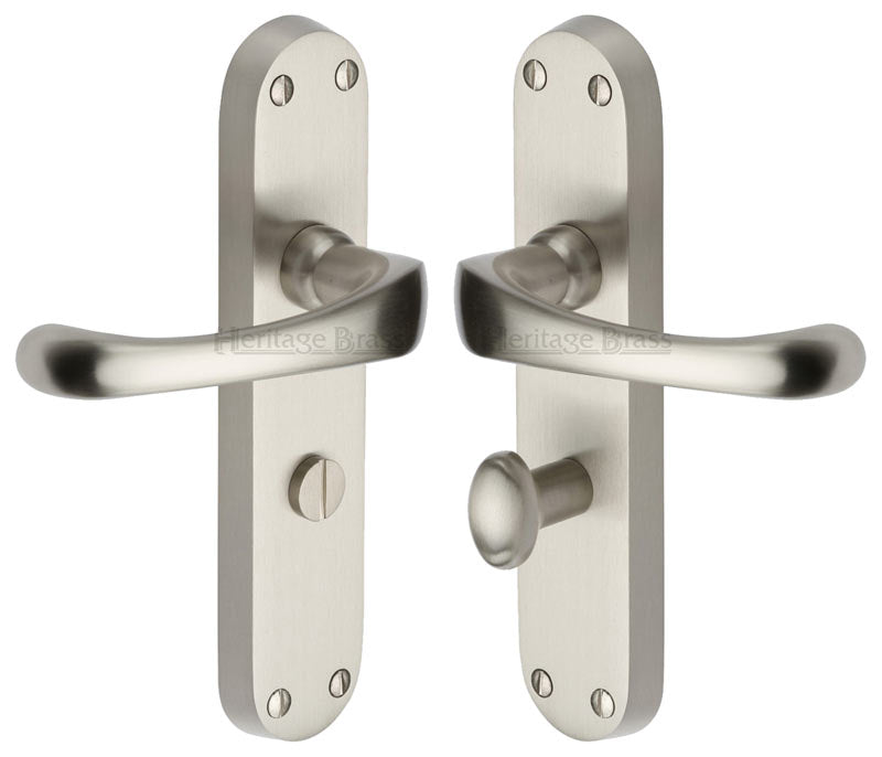 Gloucester Shaped Lever Satin Nickel Bathroom Door Handles