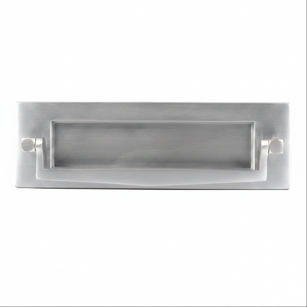 Satin Chrome Plain Letter Box with Knocker 10x3in (256x76mm)
