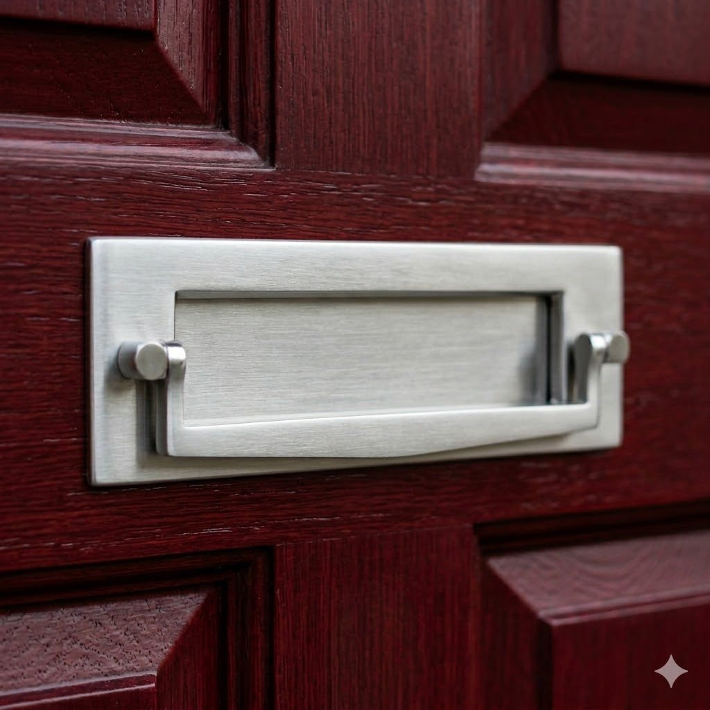 Satin Chrome Plain Letter Box with Knocker 10x3in (256x76mm)