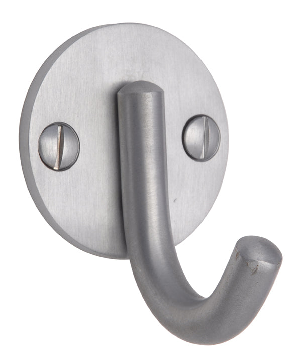 Satin Chrome Coat Hook on Round Plate