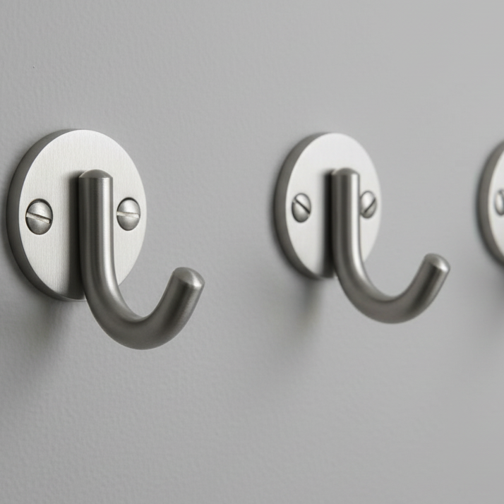 Satin Chrome Coat Hook on Round Plate