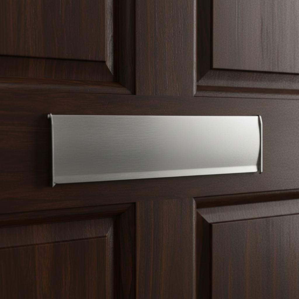 Satin Chrome Letter Box Interior Tidy 299x86mm