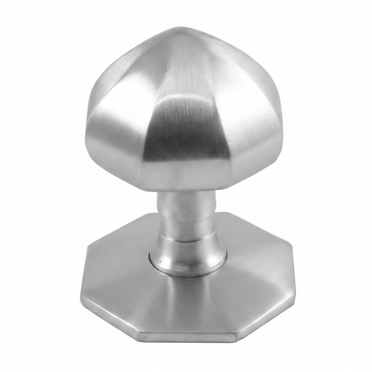Satin Chrome Faceted Front Door Knob 2.5in (64mm)