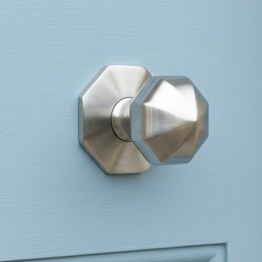 Satin Chrome Faceted Front Door Knob 2.5in (64mm)