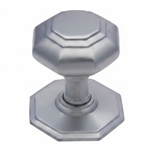 Satin Chrome Octagonal Front Door Knob 3in (76mm)