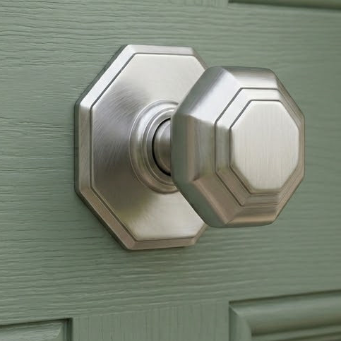 Satin Chrome Octagonal Front Door Knob 3in (76mm)