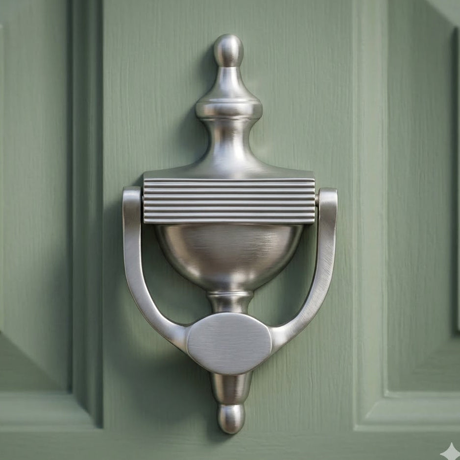 Heritage RR912 Satin Chrome Reeded Urn Knocker 195mm