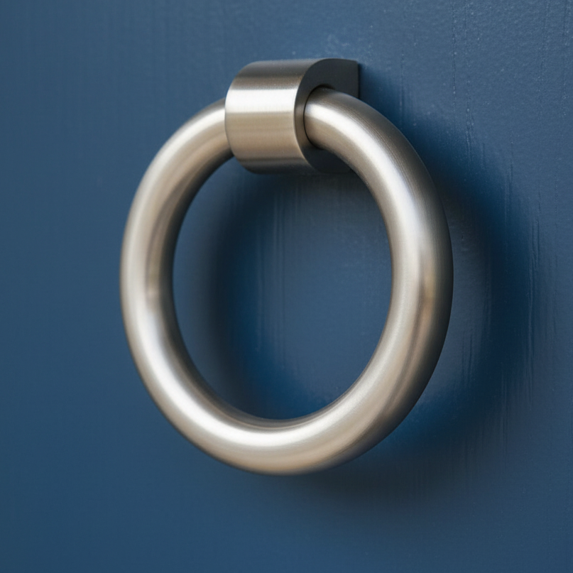 Satin Chrome Ring Front Door Knocker 107mm