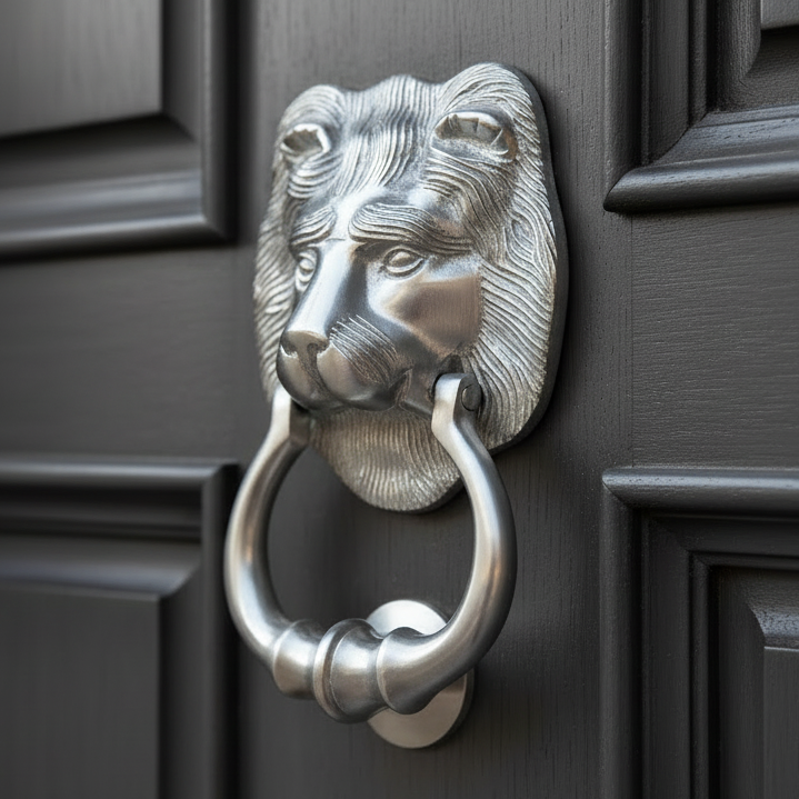Heritage K1210 Satin Chrome Large Lion Knocker