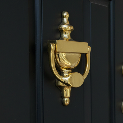 Polished Brass Urn Front Door Knocker 8in (195mm)