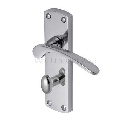 Luca Curved Lever Polished Chrome Bathroom Lock Door Handle Set