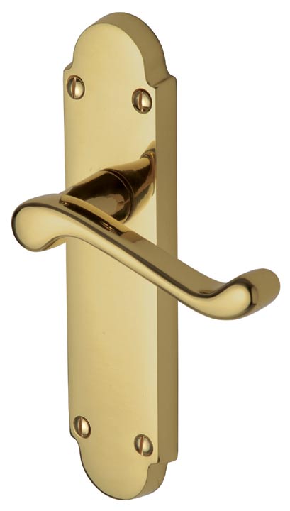 Milton Scroll Lever Polished Brass Latch Door Handle Set