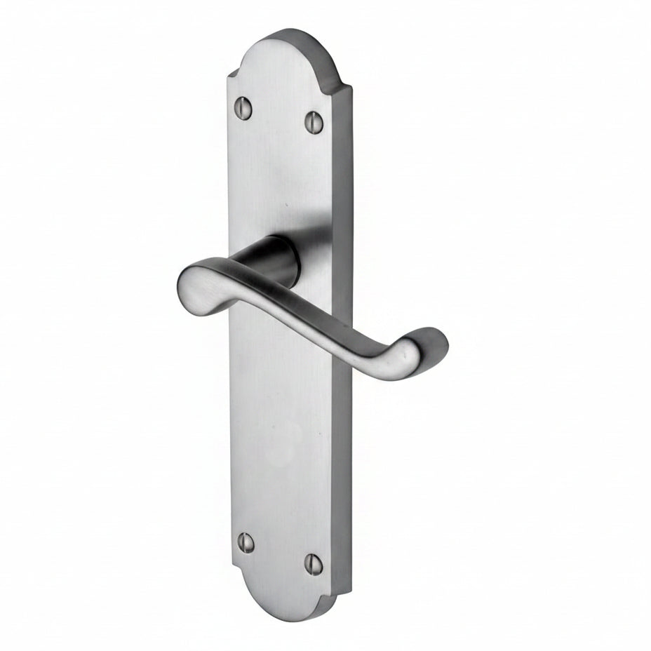 Milton Scroll Lever Satin Chrome Latch Door Handle Set