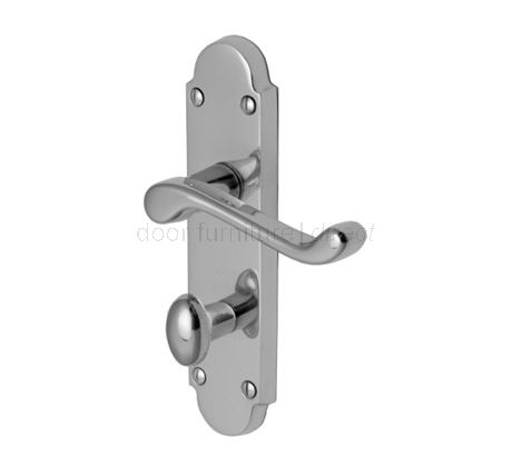 Milton Scroll Lever Polished Chrome Bathroom Lock Door Handle Set