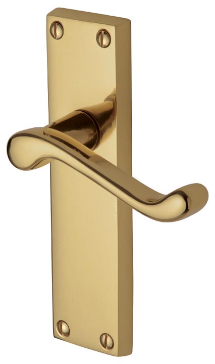 Malvern Scroll Lever Polished Brass Latch Door Handle Set