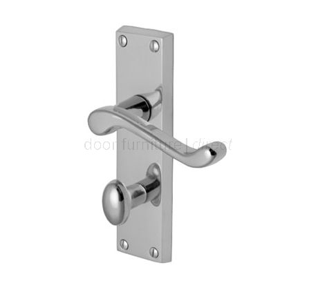 Malvern Scroll Lever Polished Chrome Bathroom Lock Door Handle Set