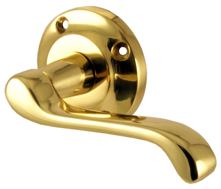 Malvern Polished Brass Scroll Lever on Rose Set