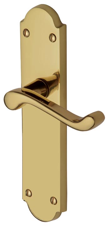 Kensington Scroll Lever Polished Brass Latch Door Handle Set